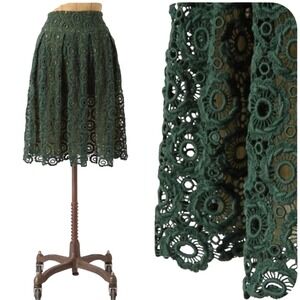 Anthropologie Moulinette Sours Lace Tuberose Skirt, Women's size 8 green